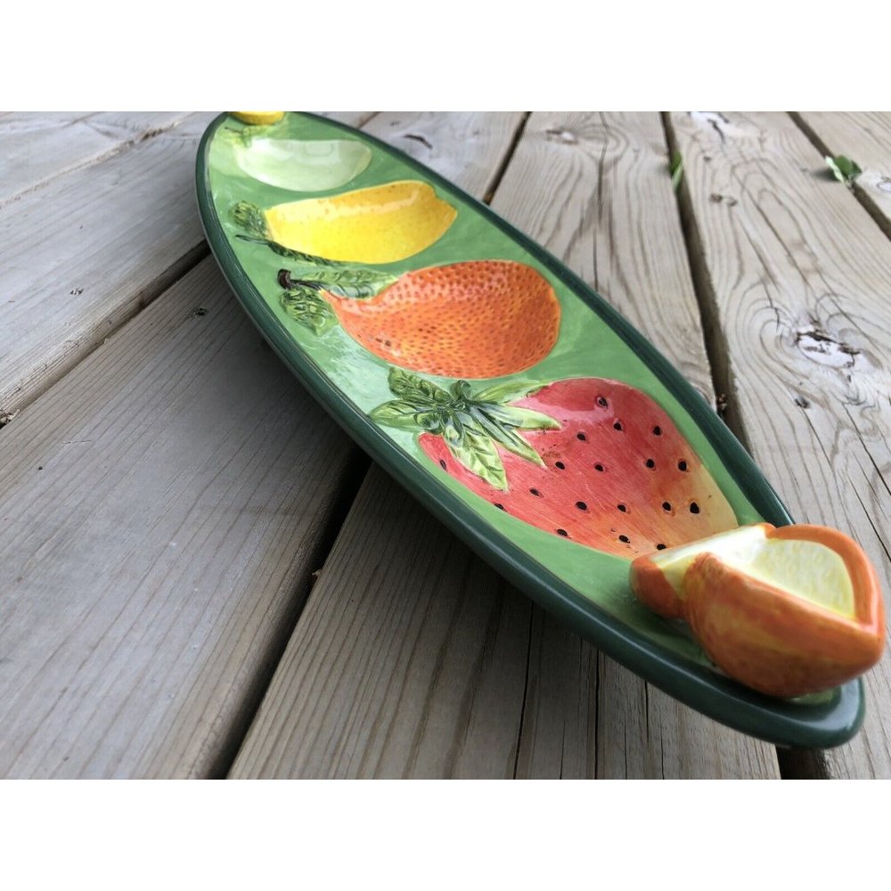 Dennis East Rare 🍓 Decorative  🍊 Serving Dish Colorful  🍋  Ceramic Tray 🍐